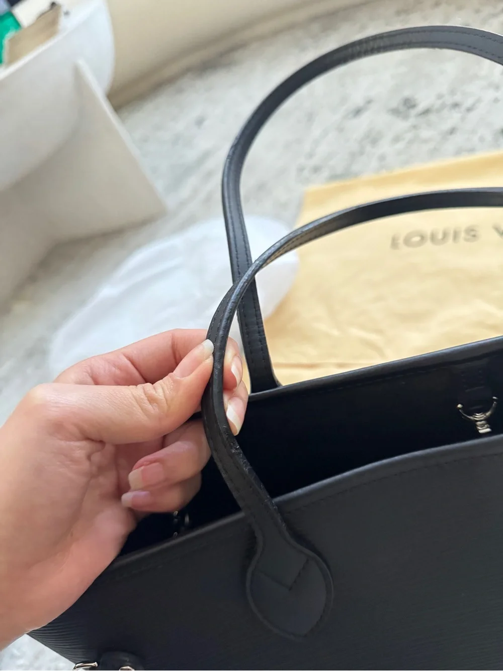 Louis Vuitton Black Epi Neverfull Tote
